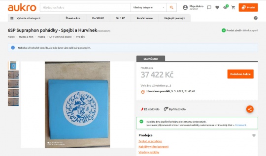 Komplet esti SP desek s S+H vydraen za 37.422 korun
